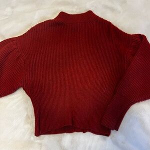 Zara Red Sweater with Voluminous Sleeves